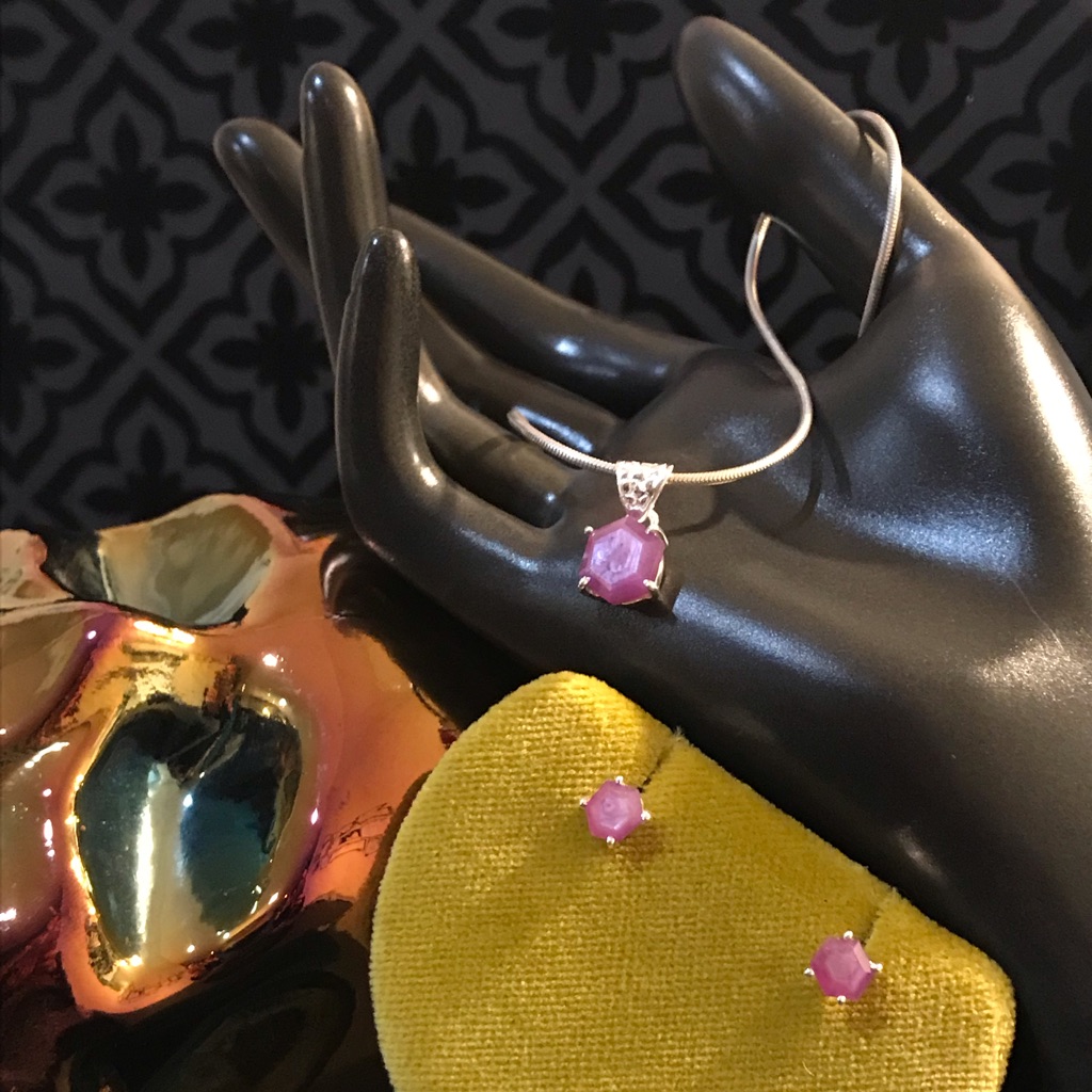 Raw Ruby & Sterling Set